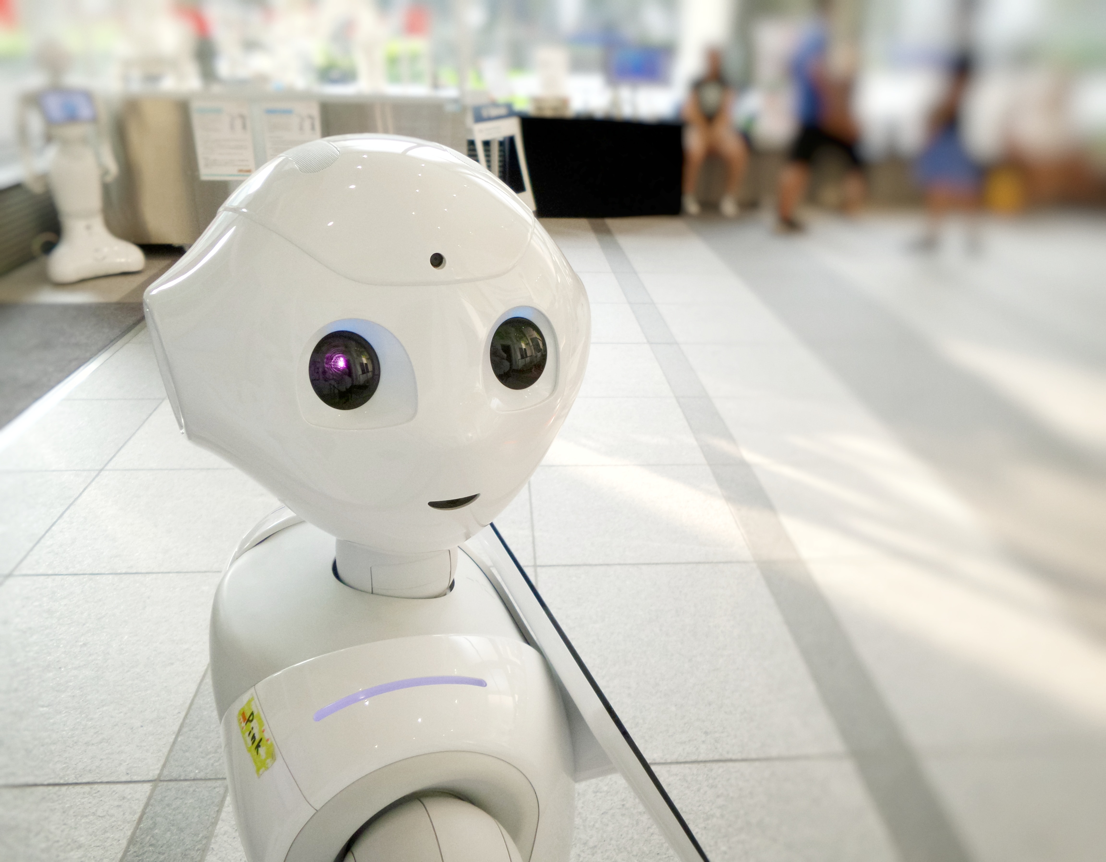AI robot greeting customers in store